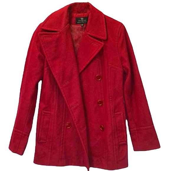 Gallery Collection GC Red Classic Wool Double Breasted Peacoat Vtg Button Front - Picture 2 of 16